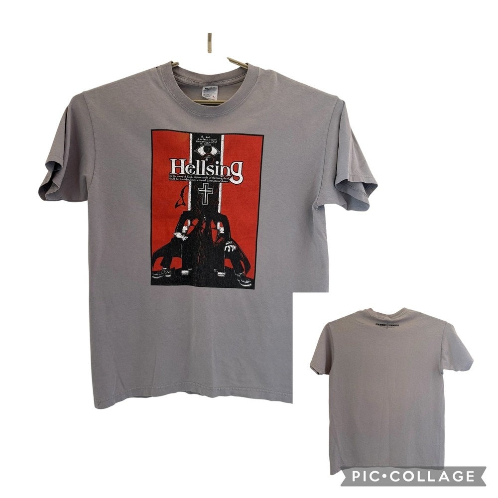 VTG Hellsing Anime T-Shirt Alucard Grey Anvil Tee Large Kouta Hirano RARE READ